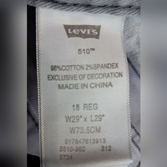 Levi’s 510 Super Skinny Fit Jeans Men’s 29 Grey Stretch Twill - Picture 12 of 16